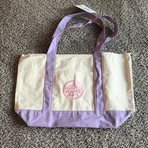 Brand New Trader Joe’s Lavender & Cream Canvas Tote Bag